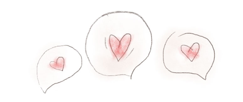 image of speach bubbles with hearts in them